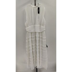 Lulus Women Happily Sweet White Mock Neck Backless Midi Dress XXL